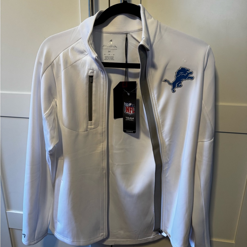 Detroit Lions Antigua Women’s Generation Full Zip Jacket NWT NEW White Silver